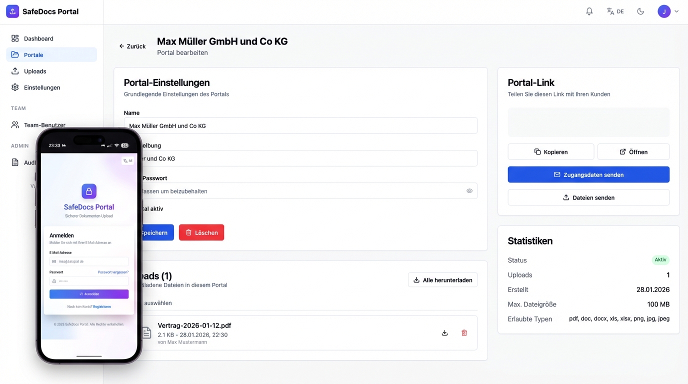 SafeDocs Portal Screenshot